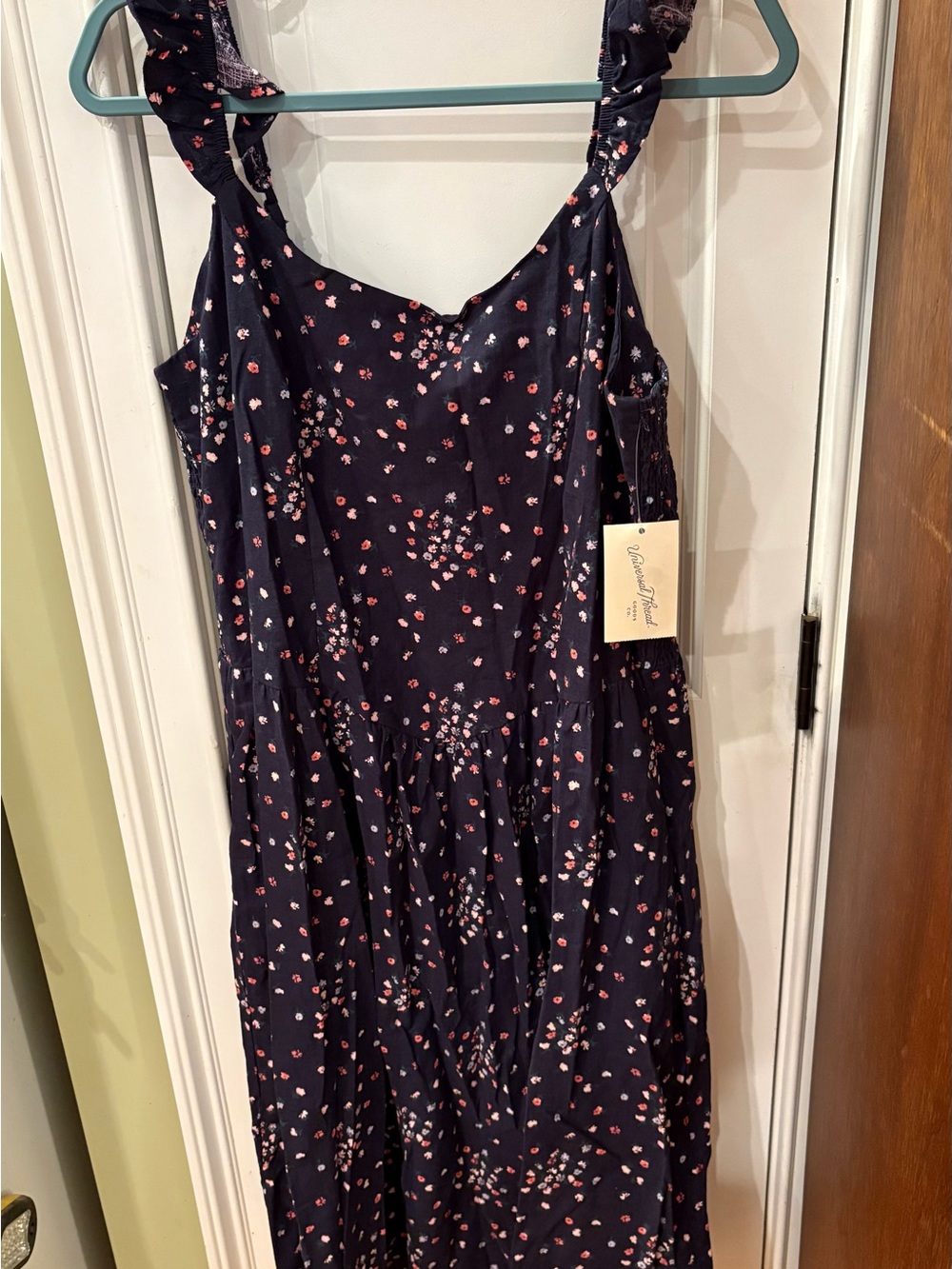 Universal Thread Navy Dress with Pink Floral Print NWT juniors size L sku TR131